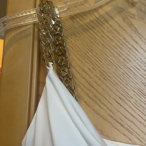 Guess White cowl neck Dress with gold chain straps size 4 - Picture 4 of 7